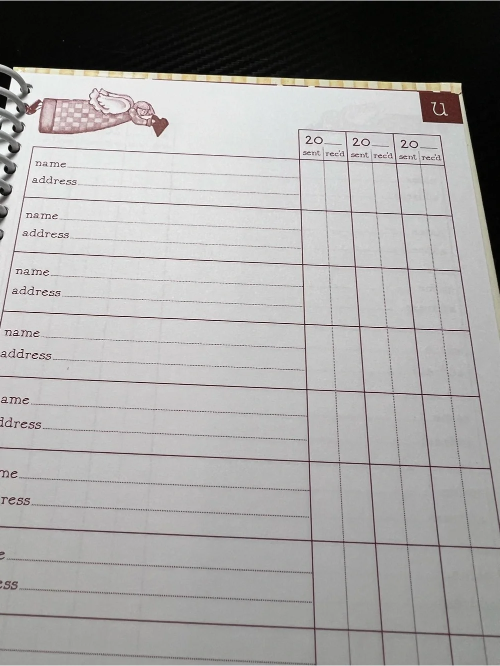 Dayspring Nativity Christmas Card Register / Record Book